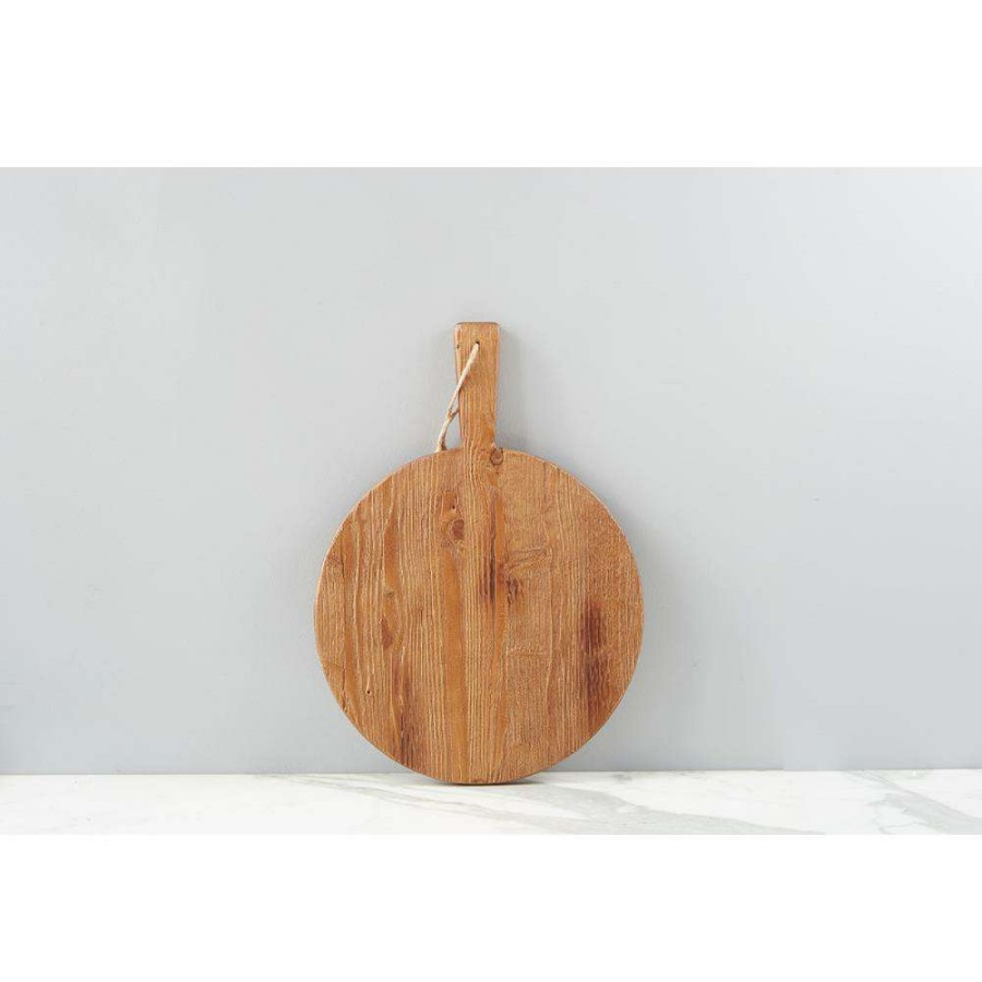 Dining & Bar * | Kelsey Modern Classic Brown Pine Wood Round Serving Tray Small Reliable Quality