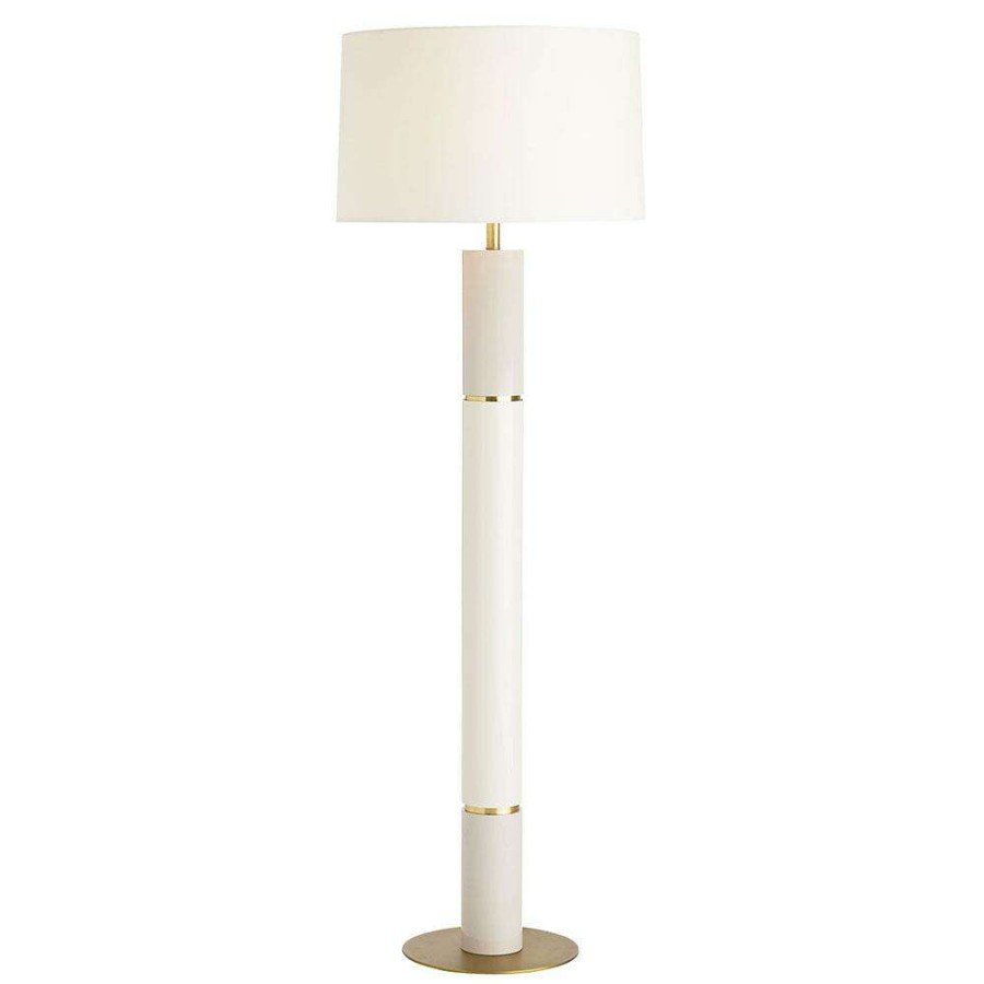 Lighting * | Arteriors Hope Modern White Lacquer Antique Brass Metal Column Floor Lamp Promotion