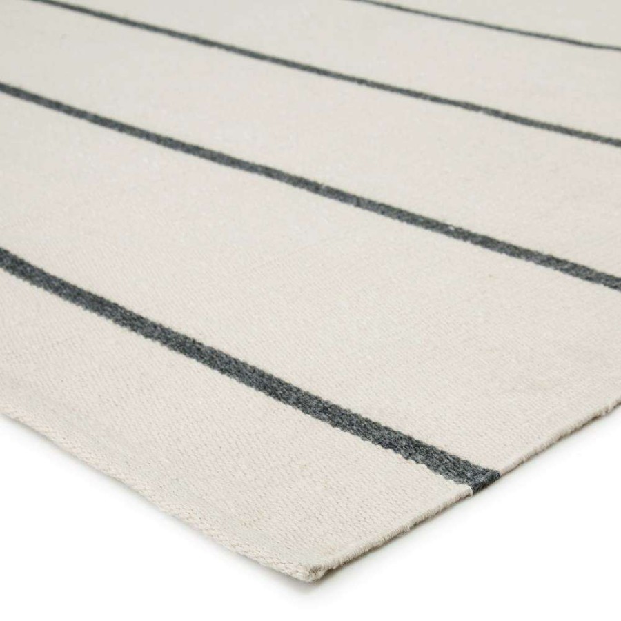 Rugs * | Jaipur Living Lanai Modern Classic Ivory Black Striped Outdoor Rug 5'X8 Discounts