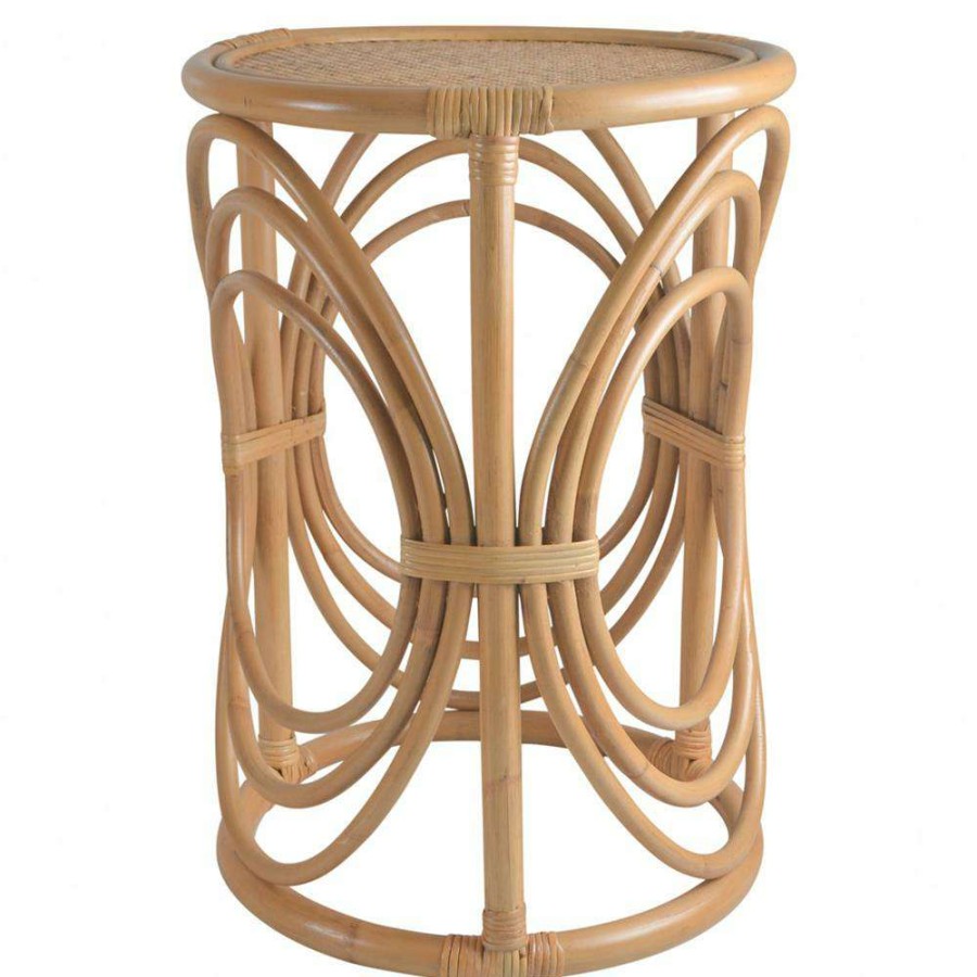 Furniture * | Woven Edith Coastal Beach Natural Brown Rattan Side End Table Best Sellers