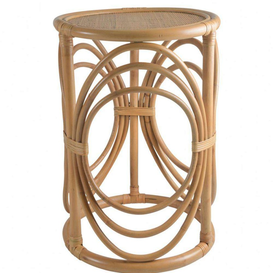 Furniture * | Woven Edith Coastal Beach Natural Brown Rattan Side End Table Best Sellers