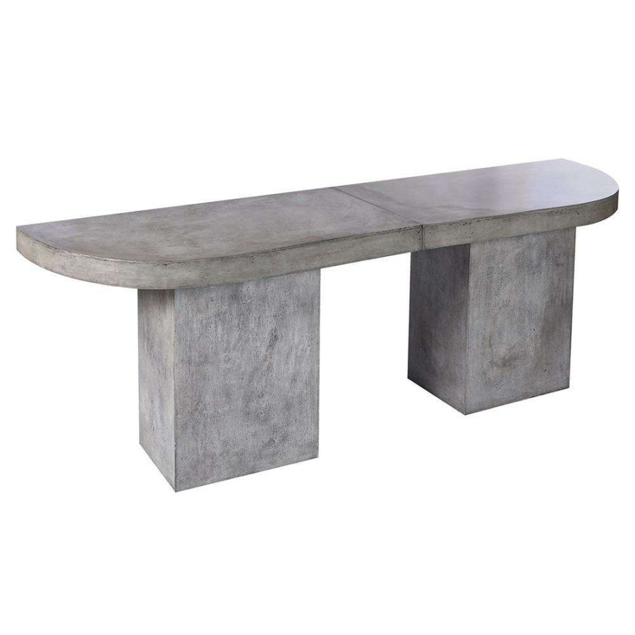 Outdoor * | Calloway Industrial Loft Grey Concrete Outdoor Dining Bar Table Left 55 W Best-Selling