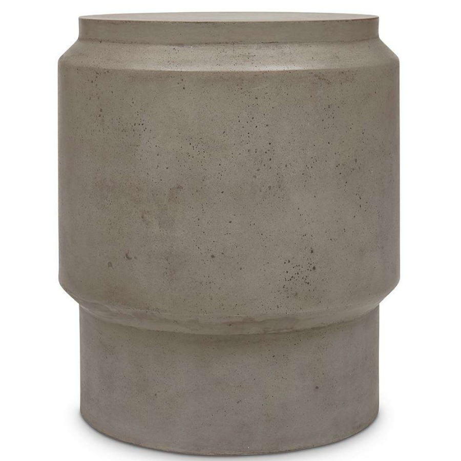 Outdoor * | Giovan Industrial Loft Dark Grey Concrete Round Outdoor Stool Free Delivery