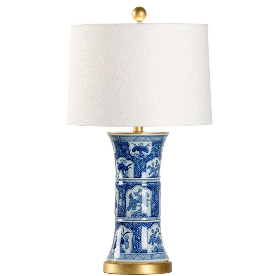 Lighting * | Chelsea House London Global Bazaar Blue Ceramic White Shade Table Lamp Discounts