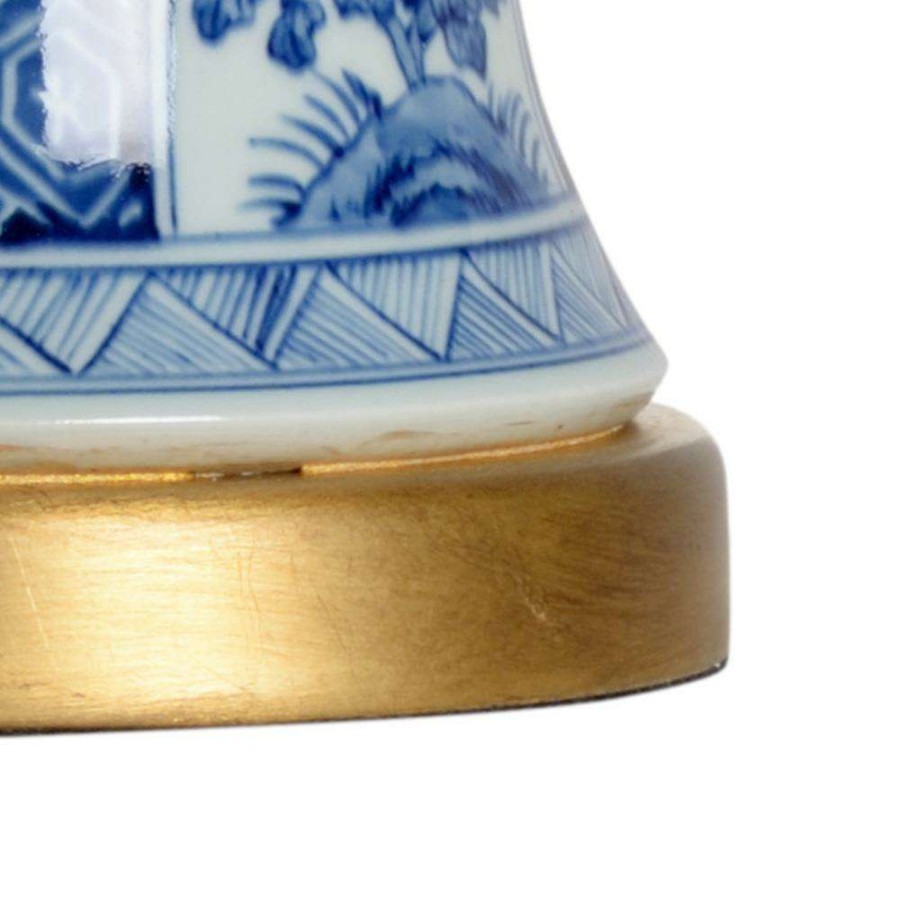 Lighting * | Chelsea House London Global Bazaar Blue Ceramic White Shade Table Lamp Discounts