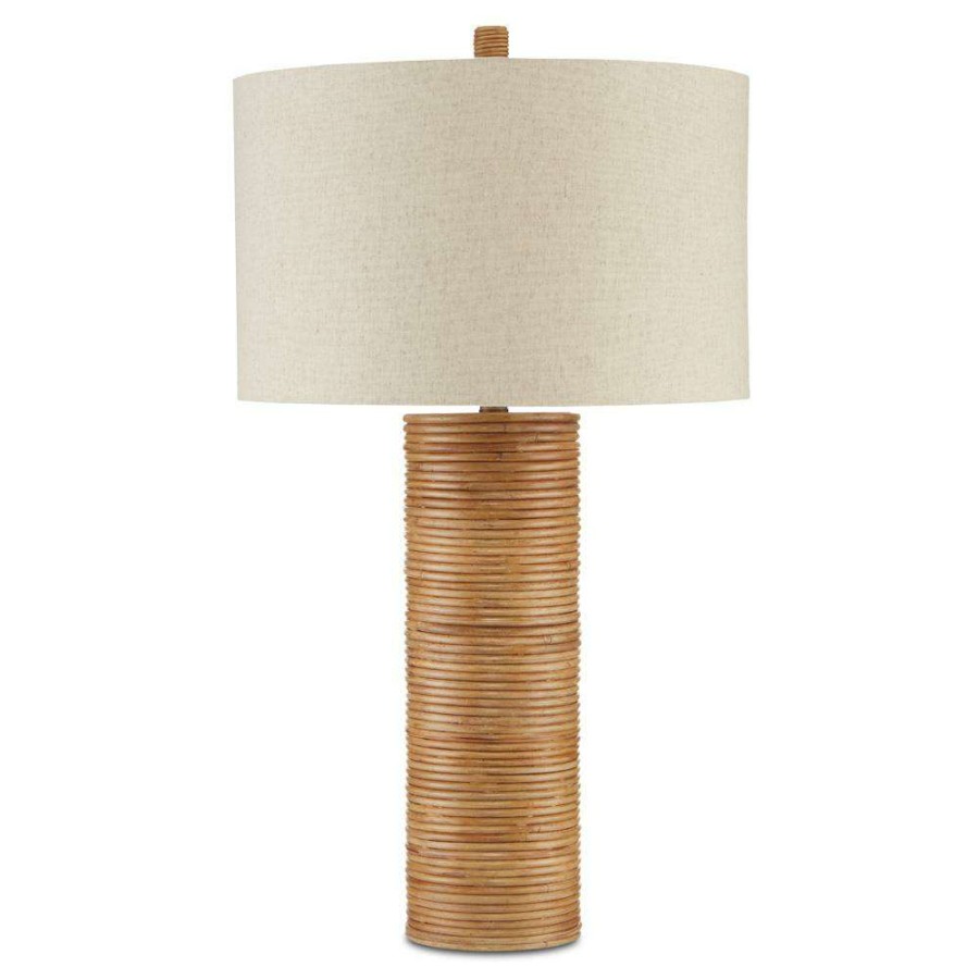 Lighting * | Lea Coastal Beach Natural Brown Rattan Bedside Table Lamp Best Sale