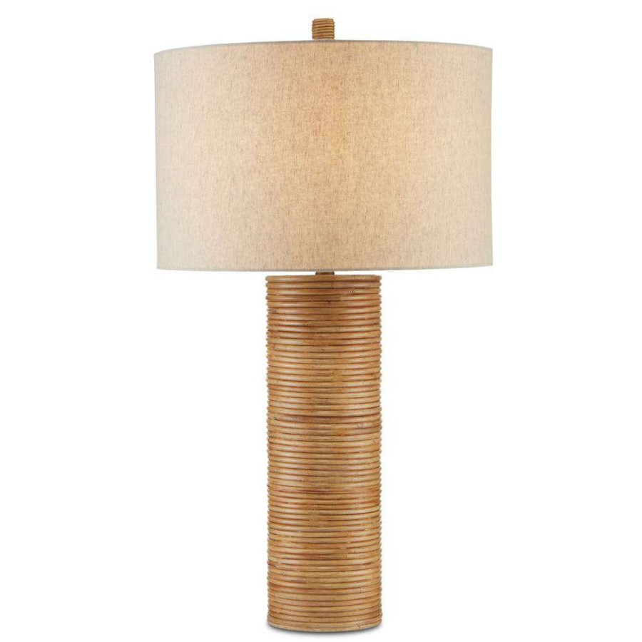 Lighting * | Lea Coastal Beach Natural Brown Rattan Bedside Table Lamp Best Sale