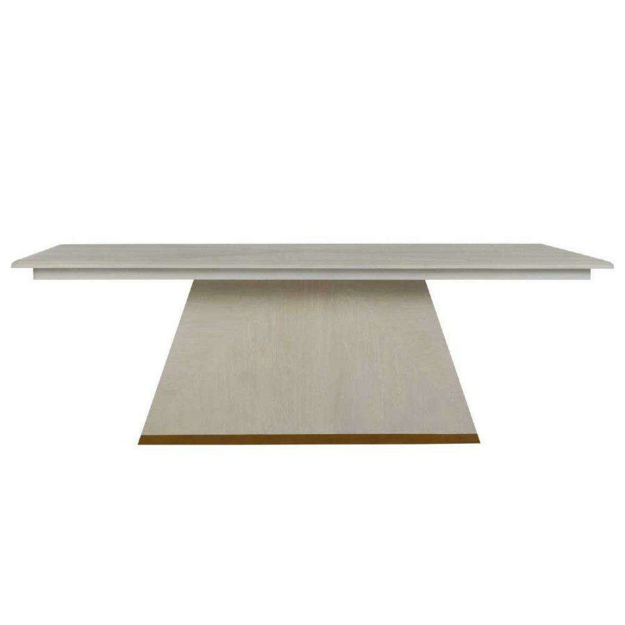 Furniture * | Gabby Ferris Modern White Mahogany Wood Gold Band Base Dining Table 92 W Best Choice