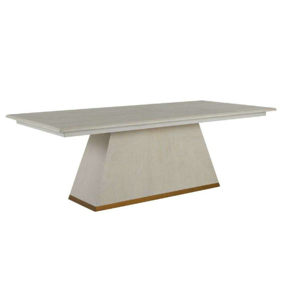 Furniture * | Gabby Ferris Modern White Mahogany Wood Gold Band Base Dining Table 92 W Best Choice