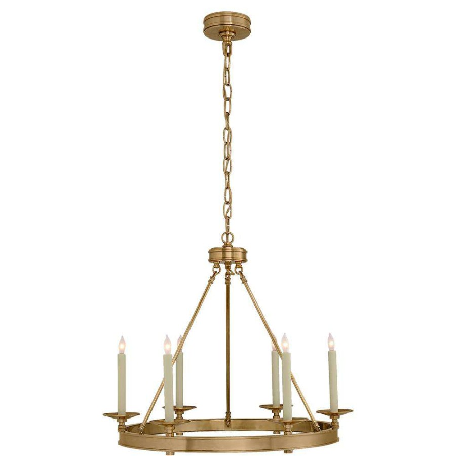 Lighting * | Visual Comfort Launceton Modern Burnished Brass Metal Ring Chandelier Small Popular