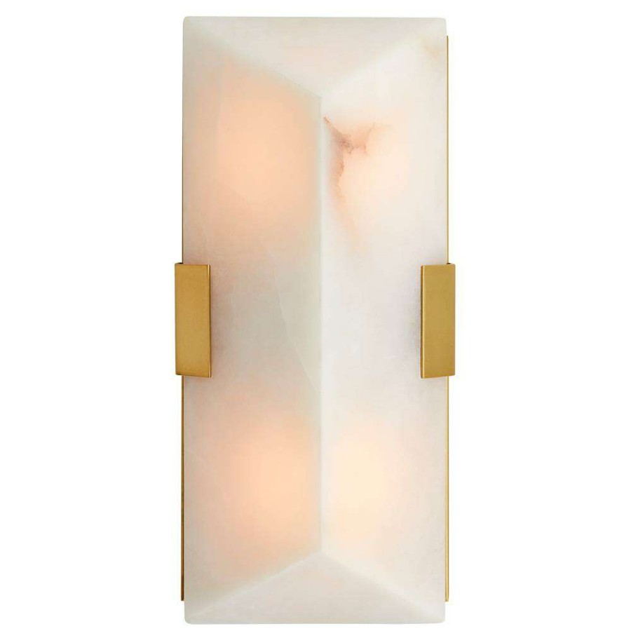 Lighting * | Arteriors Jenks Modern Classic White Alabaster Antique Brass Flush Mount Sconce Less Expensive