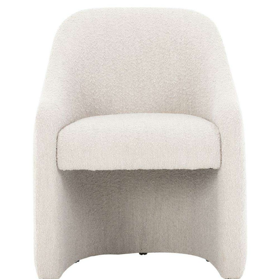 Furniture * | Tara Modern Classic Beige Performance Boucle Dining Arm Chair Lower Price