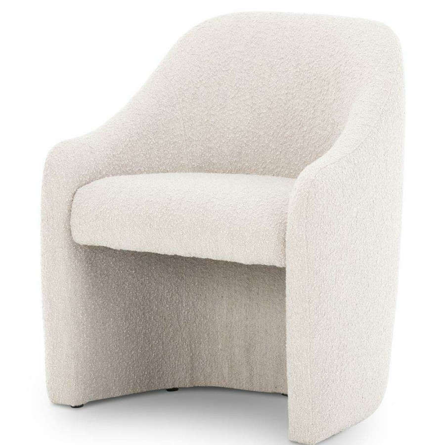 Furniture * | Tara Modern Classic Beige Performance Boucle Dining Arm Chair Lower Price