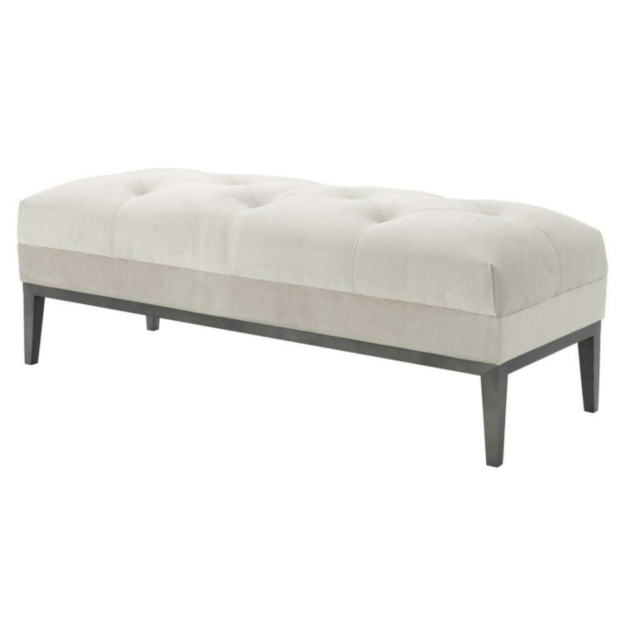 Furniture * | Eichholtz Cesare Modern Classic Ivory Tufted Bench Lower Price