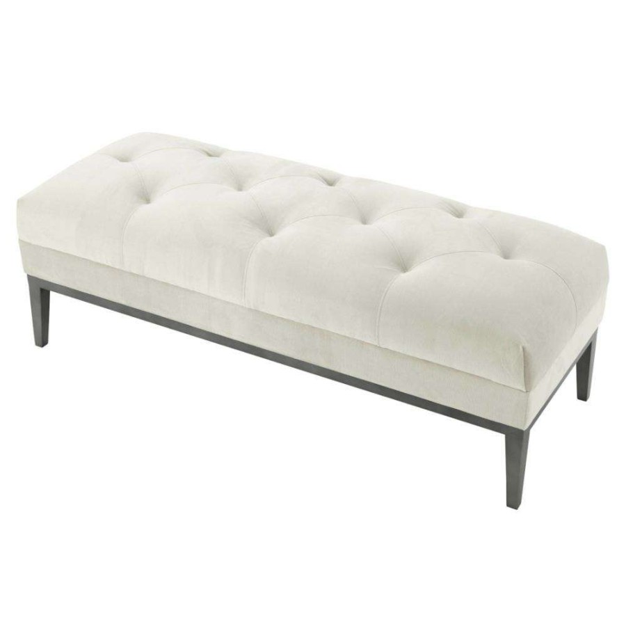 Furniture * | Eichholtz Cesare Modern Classic Ivory Tufted Bench Lower Price