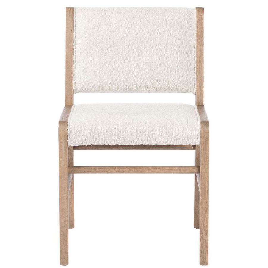 Furniture * | Sharon French White Performance Boucle Beige Wood Dining Side Chair Reliable Quality