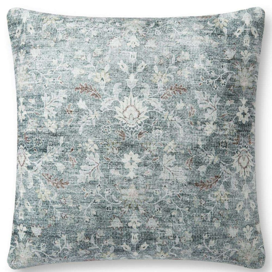 Decor * | Loloi Virgina French Country Grey Floral Throw Pillow 18 18 New Arrivals