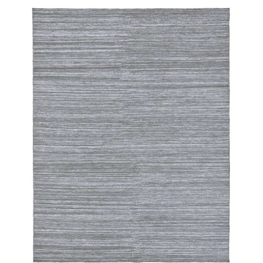 Rugs * | Stark Rockwell Steel Grey Striped Performance Acrylic Outdoor Rug 12'X15 Fire Sale