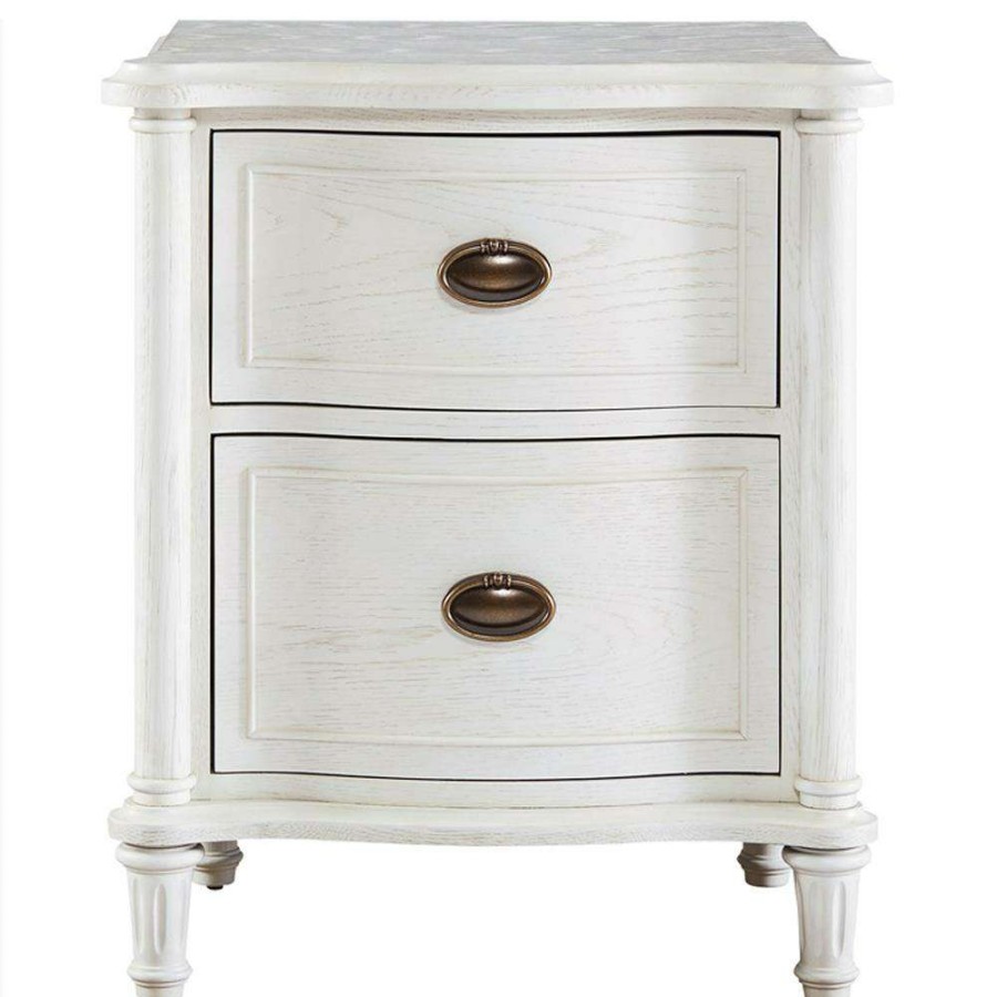 Furniture * | Zoe French Country White Wood 2 Drawer Nightstand Popular