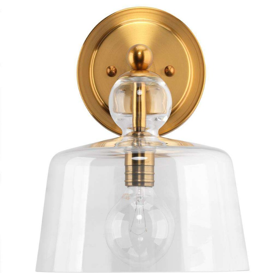 Lighting * | Addison Hollywood Regency Brass Iron Glass Wall Sconce High Quality