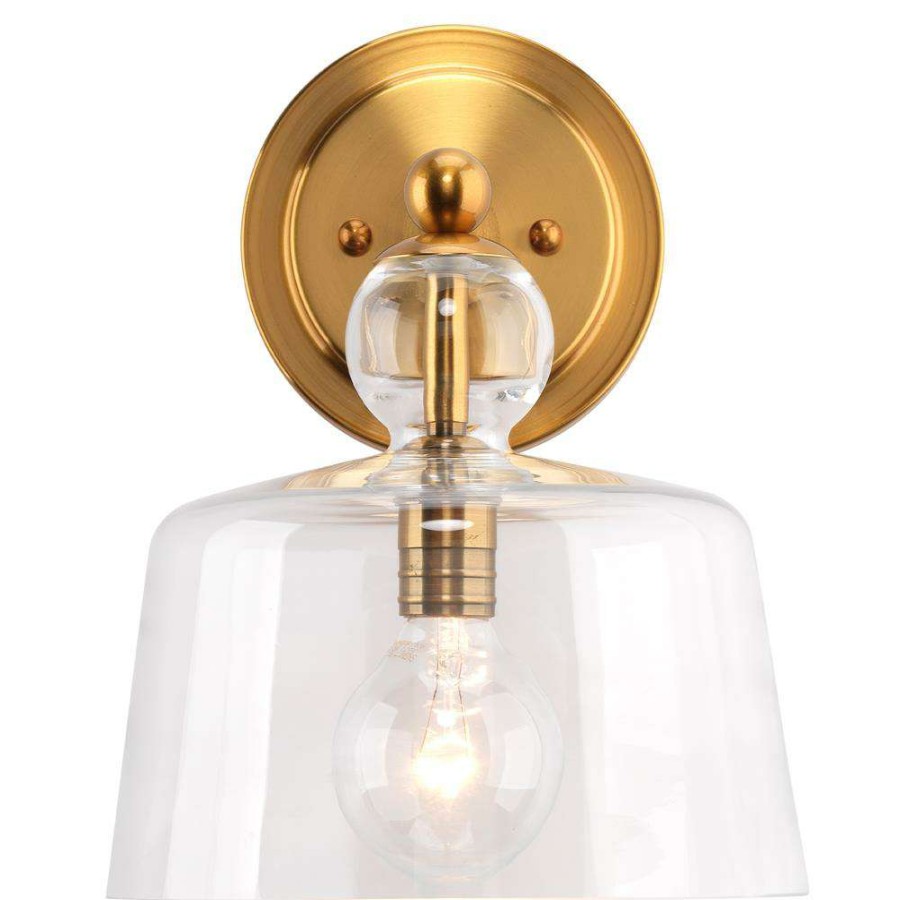 Lighting * | Addison Hollywood Regency Brass Iron Glass Wall Sconce High Quality