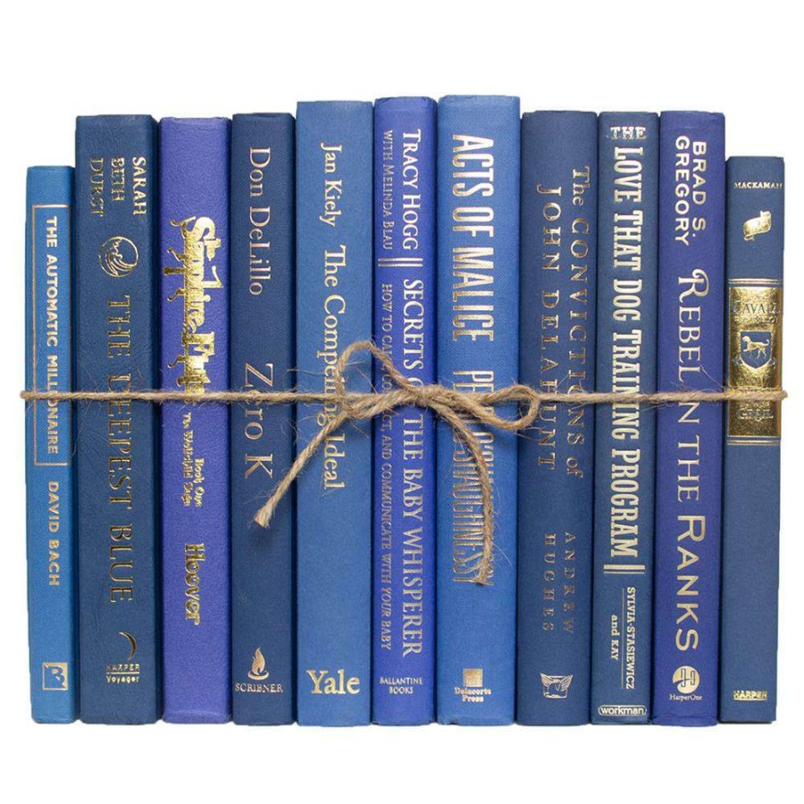 Decor * | Gaige Hollywood Regency Gold Accent Blue Hardback Decorative Books Exclusive Design