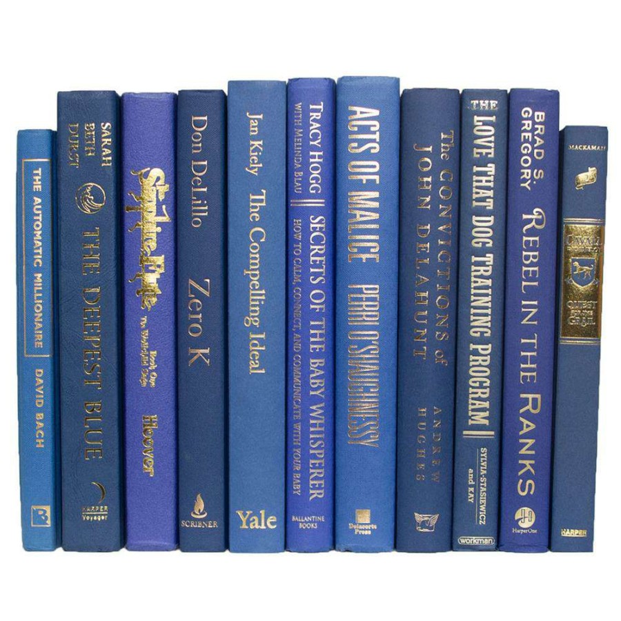 Decor * | Gaige Hollywood Regency Gold Accent Blue Hardback Decorative Books Exclusive Design