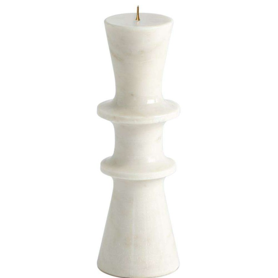 Decor * | Studio A Home Double Flair Modern Classic White Marble Candleholder New In