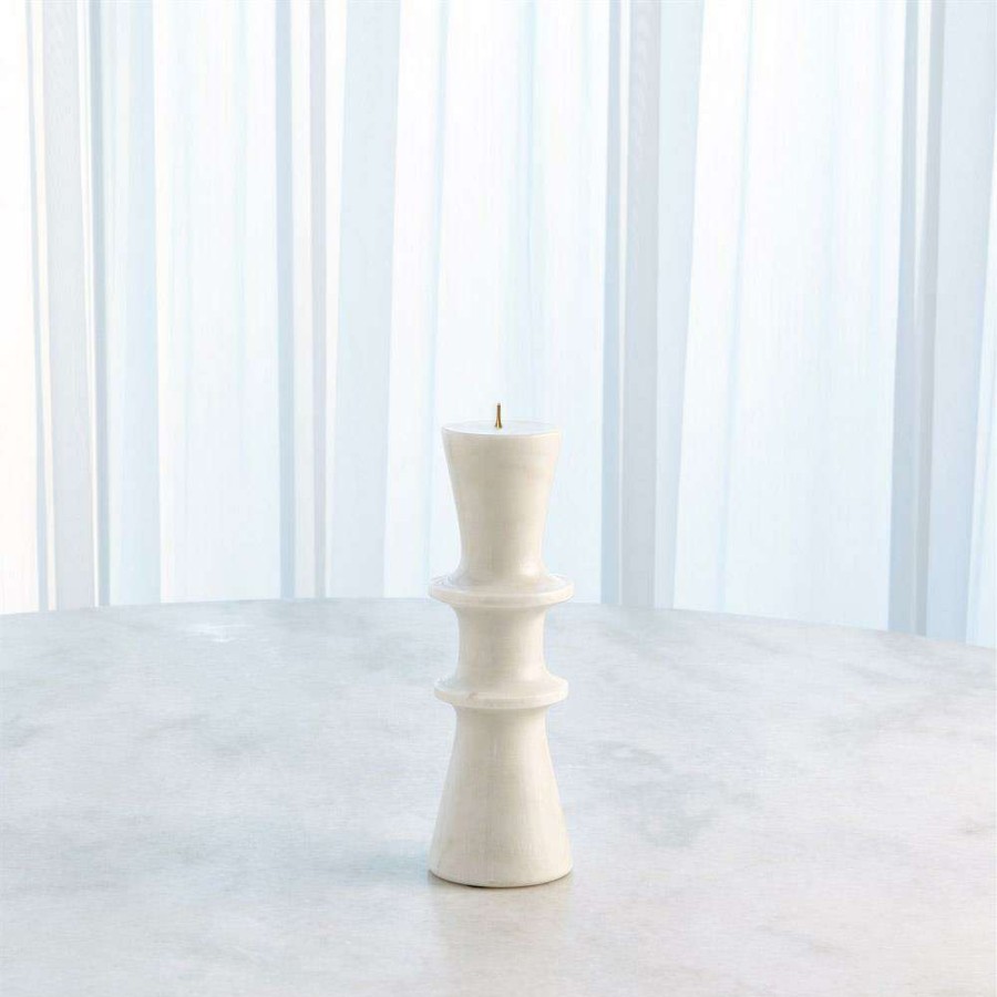 Decor * | Studio A Home Double Flair Modern Classic White Marble Candleholder New In