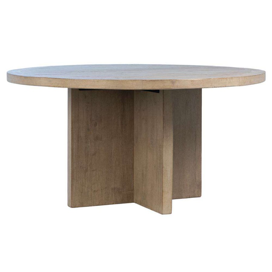 Furniture * | Maliz Rustic Lodge Brown Reclaimed Pine Wood Round Dining Table Small 60 W Special