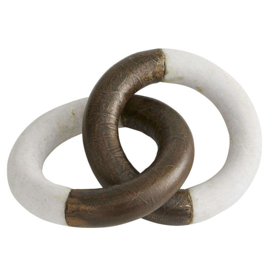 Decor * | Arteriors Home Finnian Modern Classic Interlocking White Marble Brass Sculpture Promotion