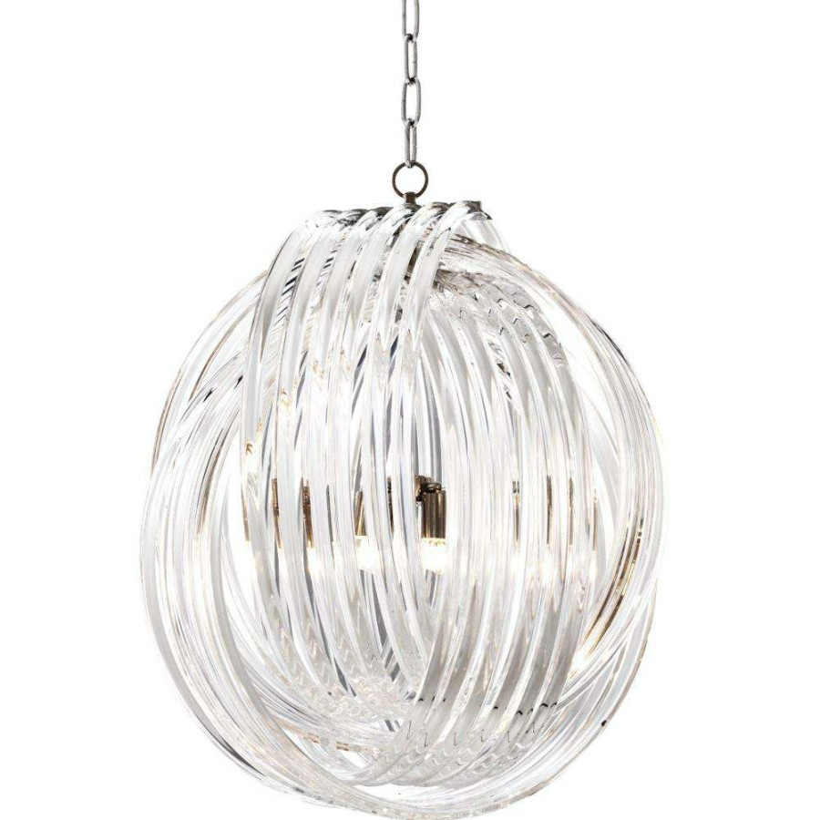 Lighting * | Eichholtz Marco Polo Hollywood Clear Acrylic Silver Chandelier Small Best-Selling