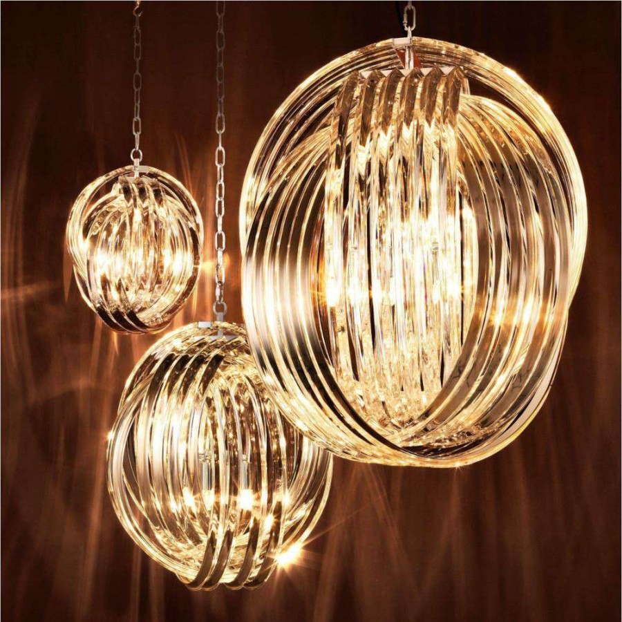 Lighting * | Eichholtz Marco Polo Hollywood Clear Acrylic Silver Chandelier Small Best-Selling