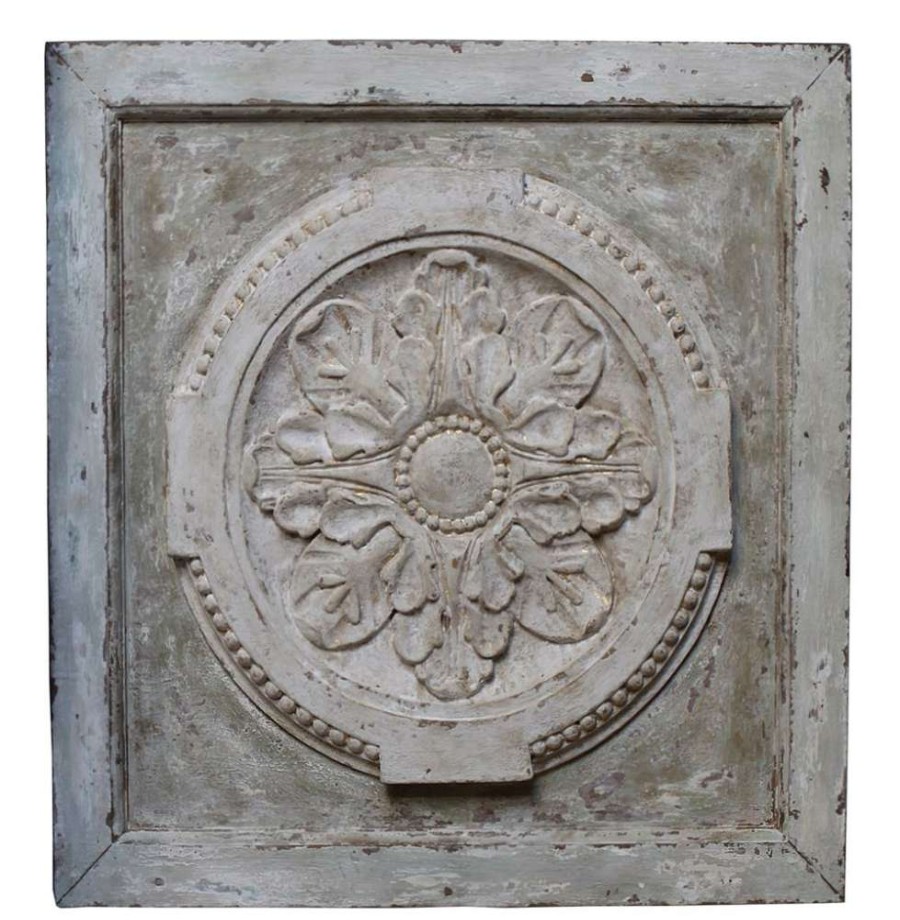 Decor * | Athenia Greek Distressed French Country Vintage Carved Wood Panel Shop New