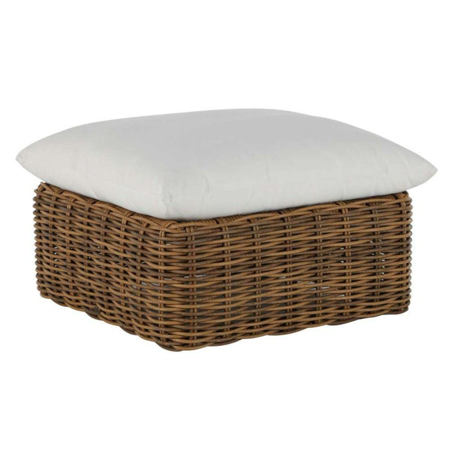 Outdoor * | Summer Classics Montecito Coastal Brown Woven Wicker Outdoor Woven Ottoman Less Expensive