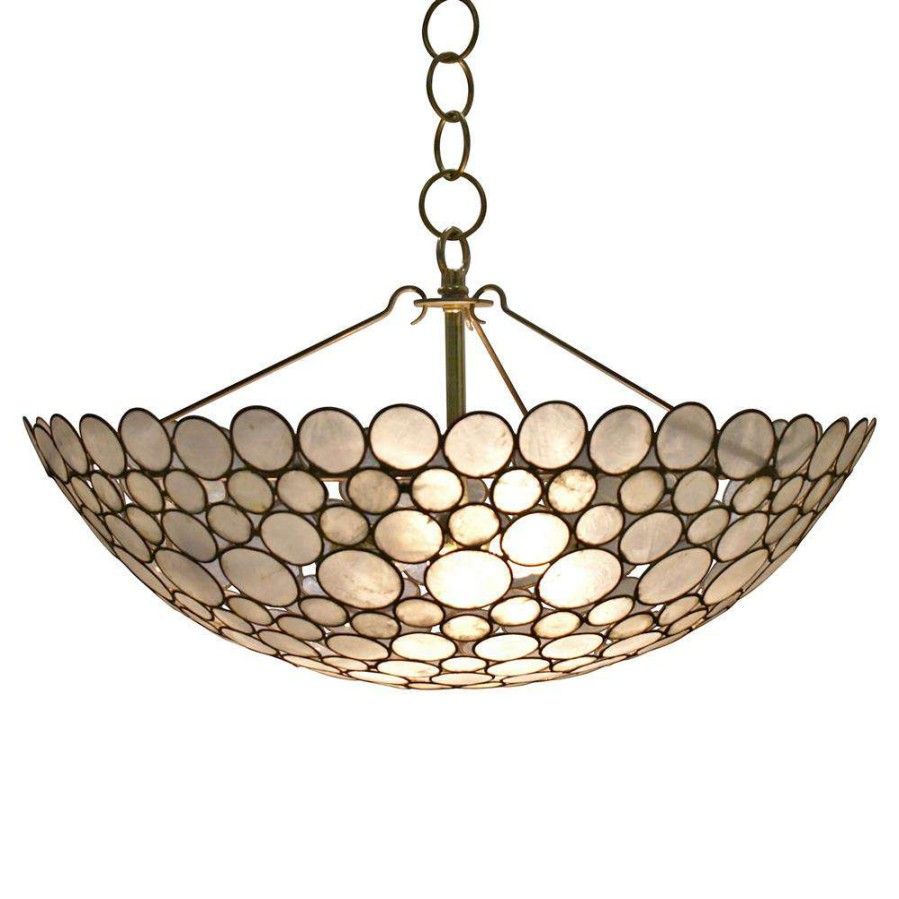 Lighting * | Oly Studio Serena Natural Brass Capiz Bowl Chandelier Promotion