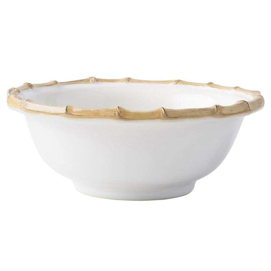 Dining & Bar * | Juliska Natural Bamboo Rim White Ceramic Cereal Bowl Shop New