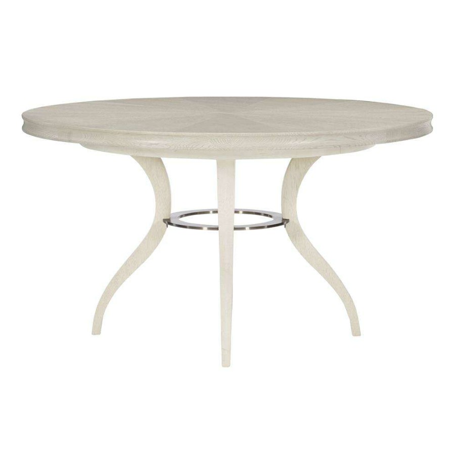 Furniture * | Audrey French Country White Oak Round Extendable Dining Table 54-72 W Best Sale