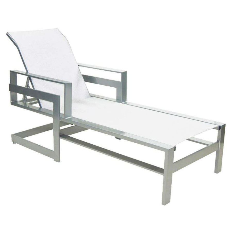 Outdoor * | Castelle Eclipse Modern Grey Sunbrella Aluminum Sling Outdoor Chaise Lounge Excellent