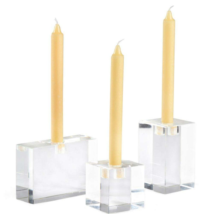 Decor * | Chelsea House Trifoil Modern Clear Crystal Candlestick Candleholder Set Of 3 Lower Price