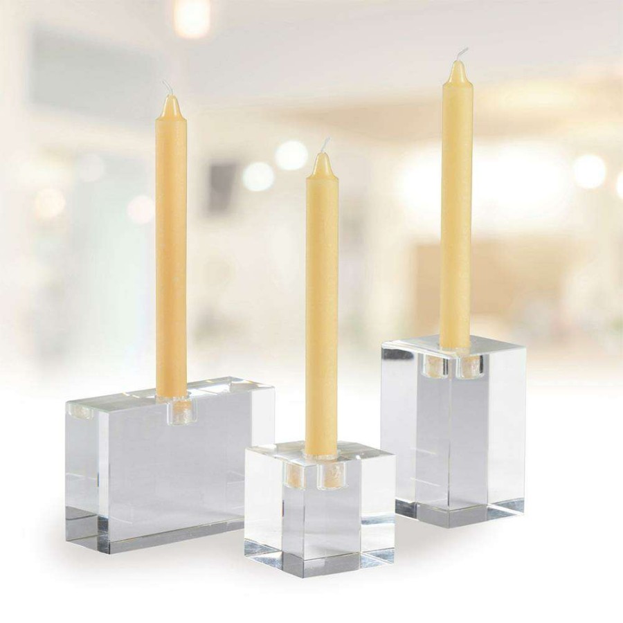 Decor * | Chelsea House Trifoil Modern Clear Crystal Candlestick Candleholder Set Of 3 Lower Price