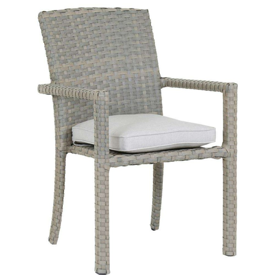 Outdoor * | Sunset West Majorca Coastal Grey Cushion Outdoor Dining Arm Chair Official