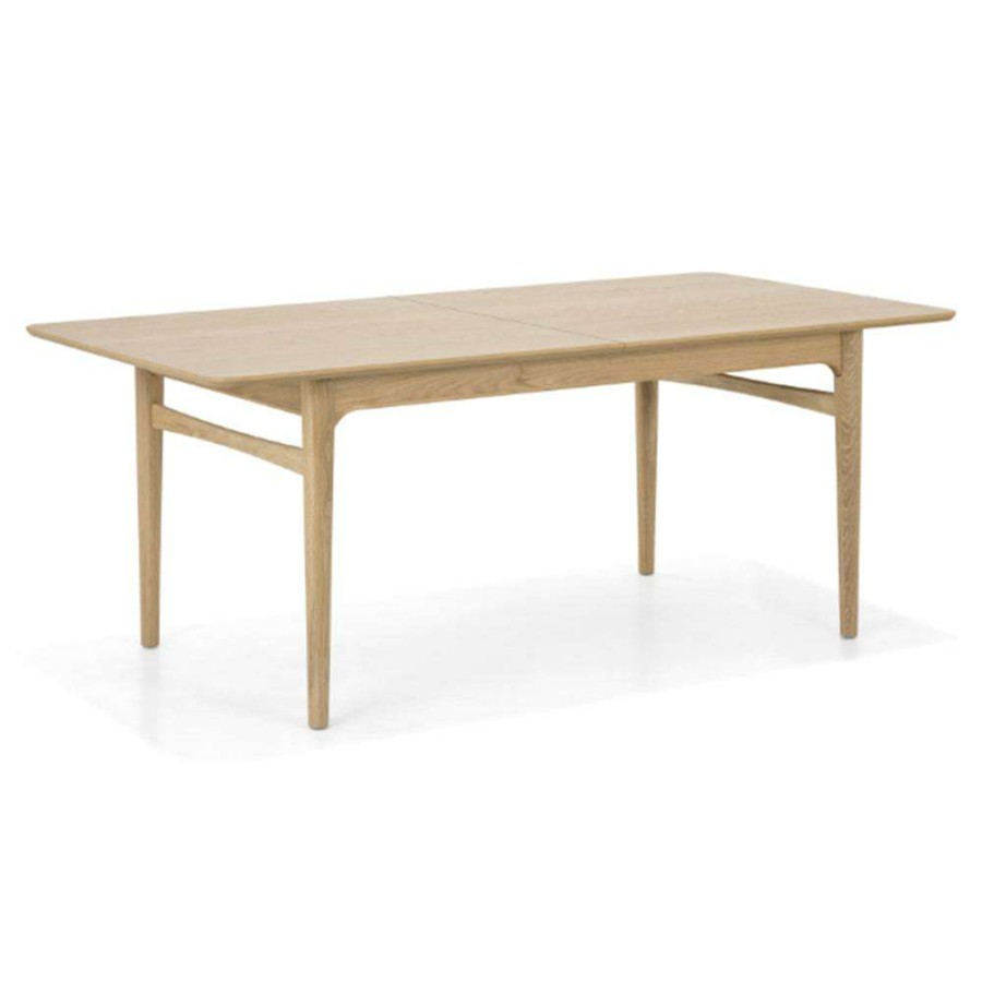 Furniture * | Hunter Mid Century Natural Oak Rectangular Extendable Dining Table 78-98 W Promotion