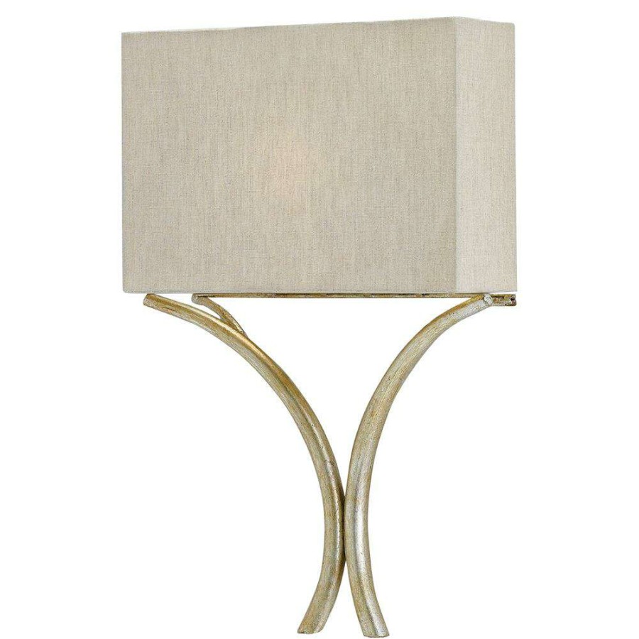 Lighting * | Lexie Modern Classic Natural Linen Silver Leaf Sconce Exclusive Design