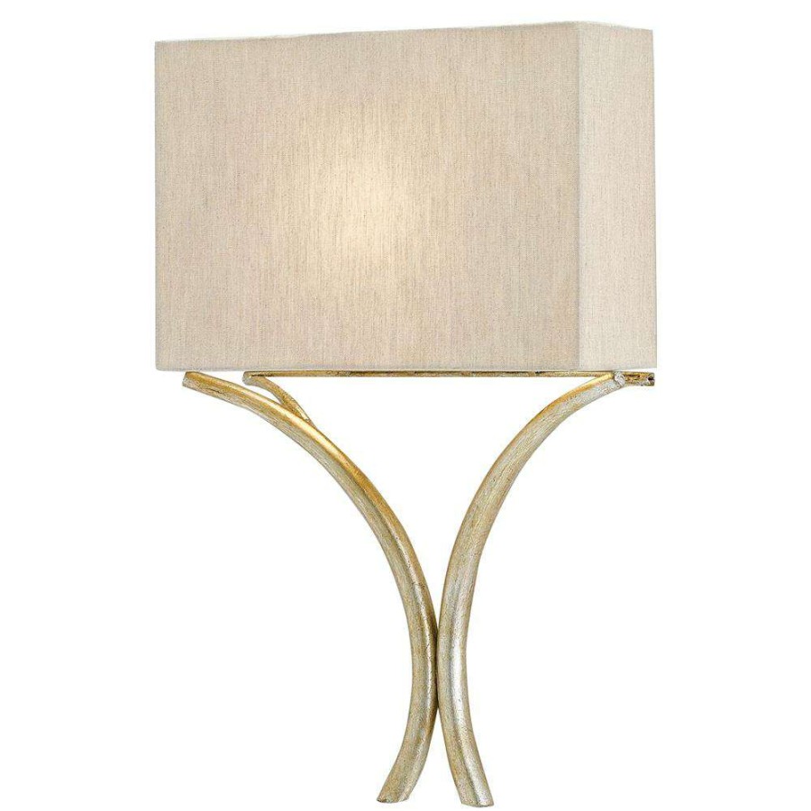 Lighting * | Lexie Modern Classic Natural Linen Silver Leaf Sconce Exclusive Design