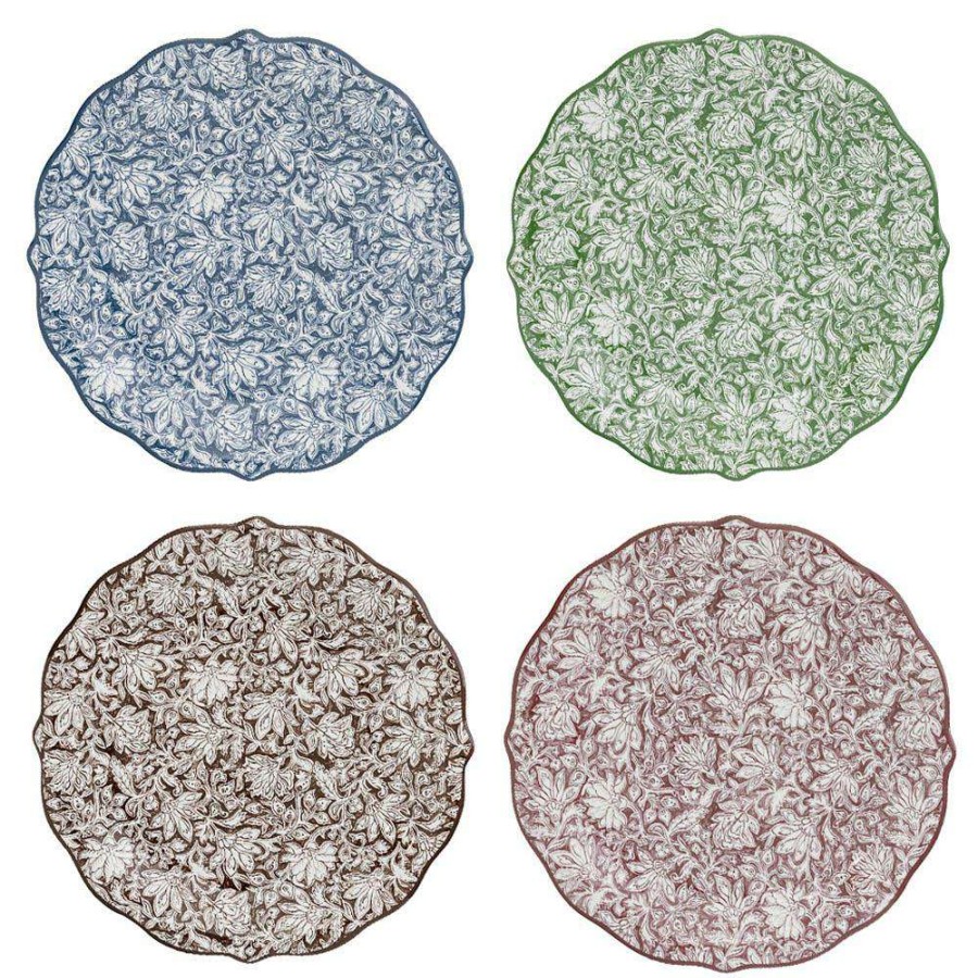 Dining & Bar * | Juliska Bohemian Vine French Assorted Ceramic Party Plates Set Of 4 Quick Delivery