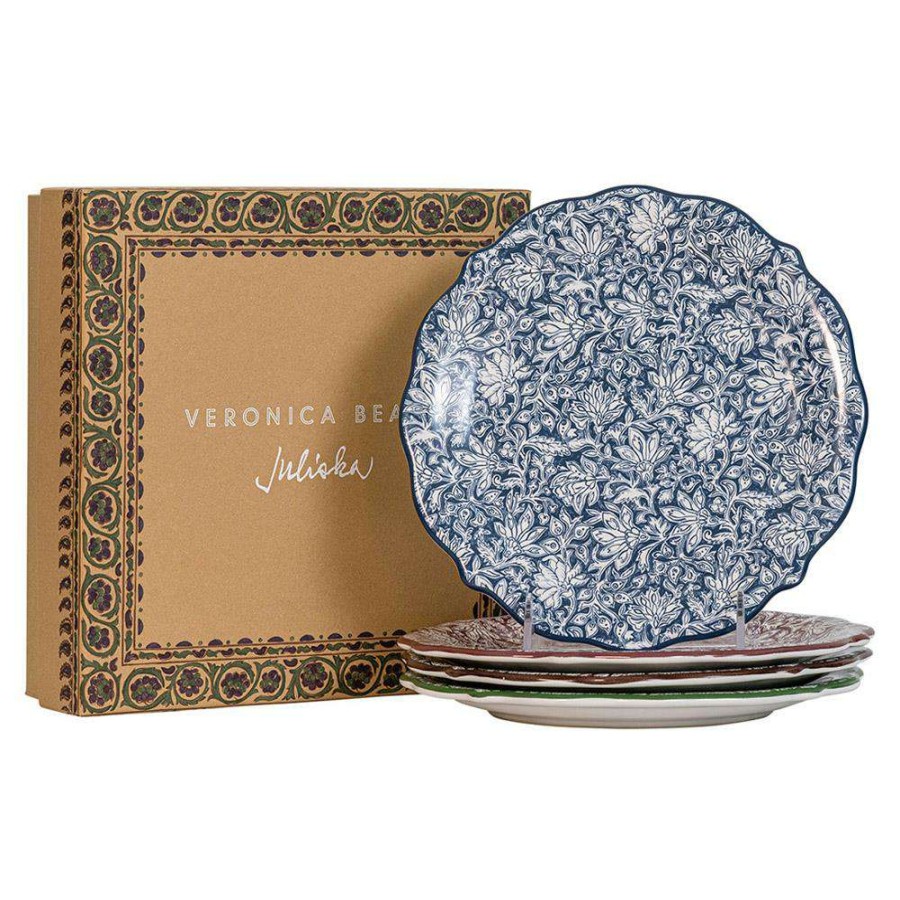 Dining & Bar * | Juliska Bohemian Vine French Assorted Ceramic Party Plates Set Of 4 Quick Delivery