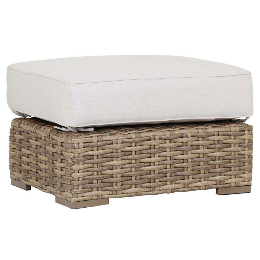 Outdoor * | Sunset West Havana Coastal Beige Cushion Brown Rectangular Outdoor Ottoman Quick Delivery