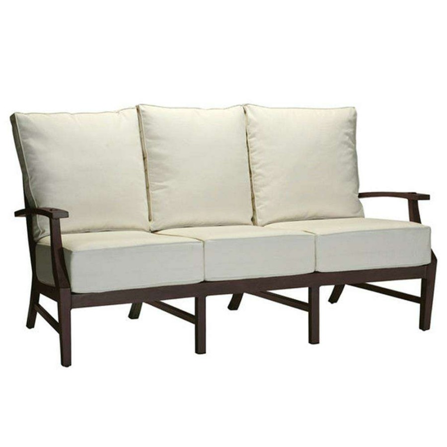 Outdoor * | Summer Classics Croquet Aluminum White Cushion Dark Brown Outdoor Sofa 76 W Shop New