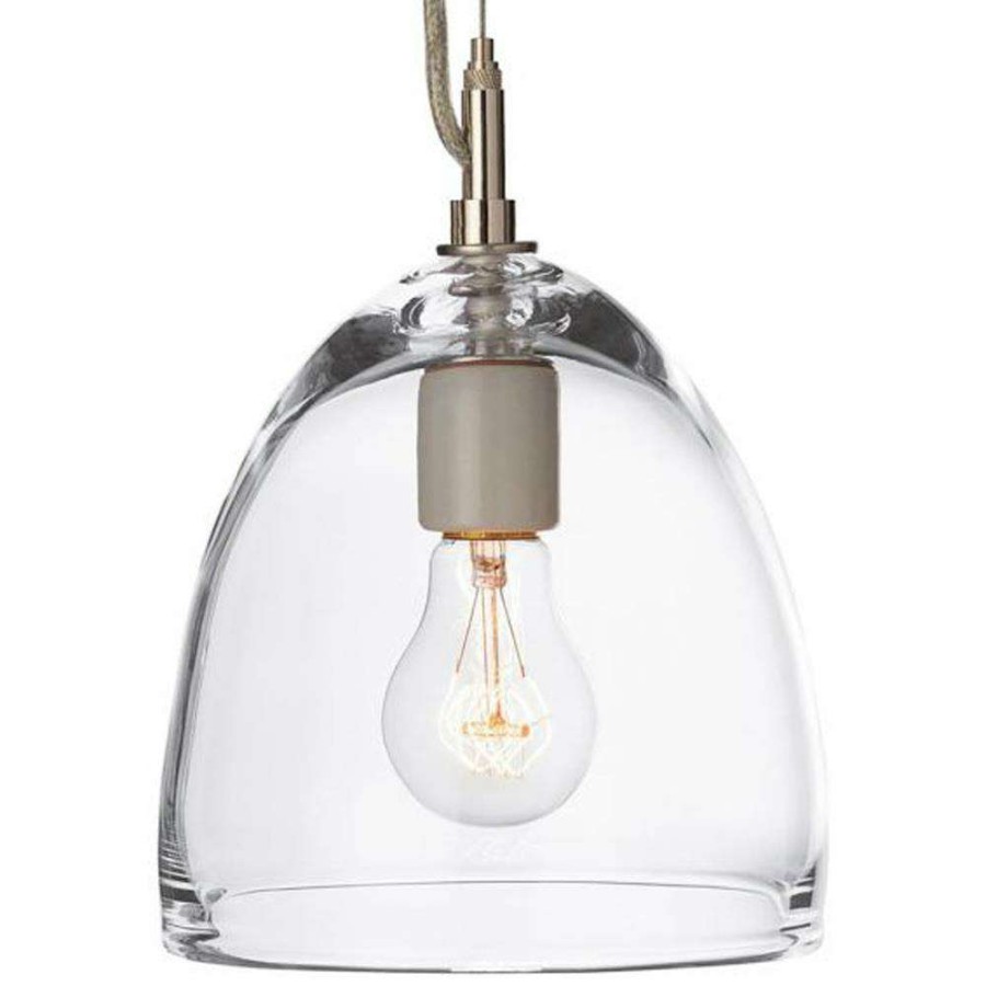 Lighting * | Simon Pearce Essex Modern Classic Silver Glass Pendant Small Exactly Discount